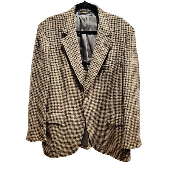 Brooks Brothers Plaid Blazer Brown Check Sportcoat Men's Sz 46 Long Brown - Picture 1 of 13